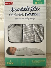 Swaddle Me Original Swaddle Stage 1 S/M 7-14 Lb Gray Adjustable Baby Wrap New