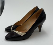 Gucci Women s Vintage Leather Pump Heels Brown White Size 35 US 5