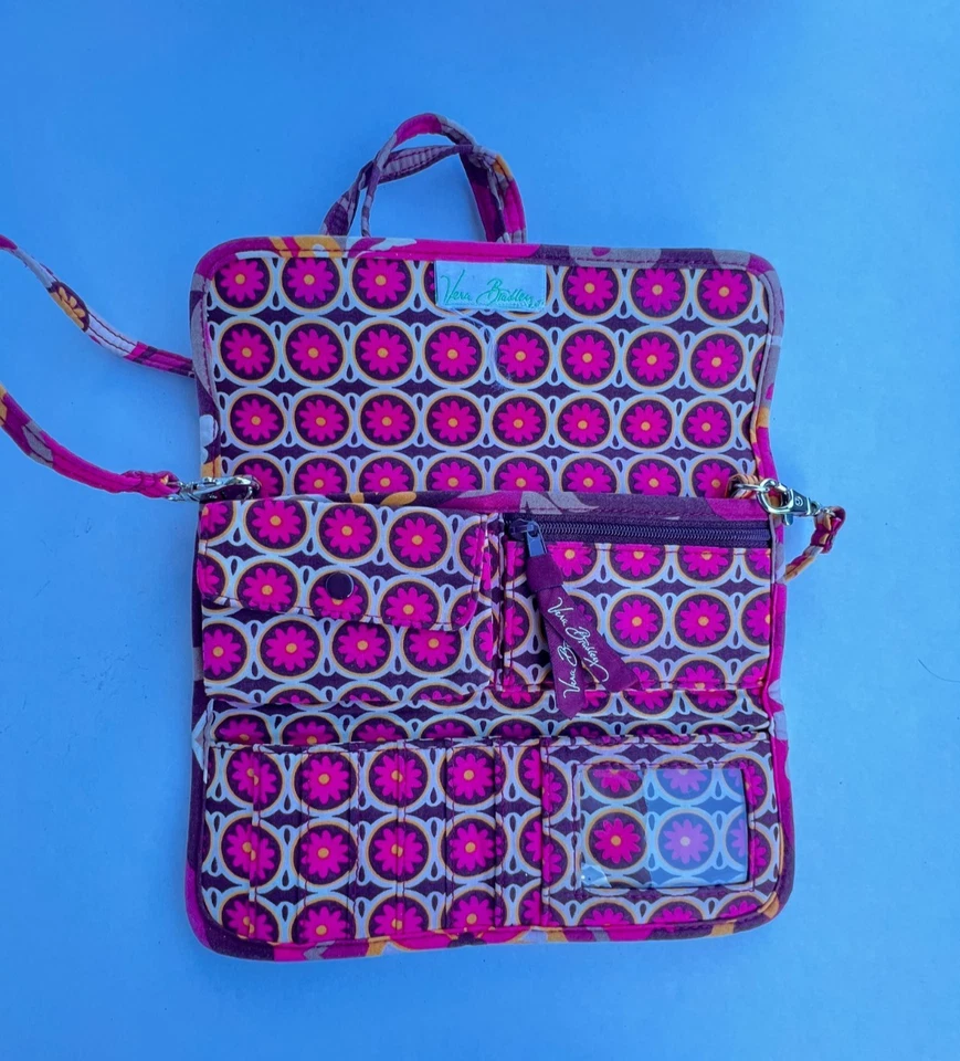 Vera Bradley Crossbody Wallet Bag Carnaby PINK Floral Trifold Magnetic Closure  - Image 3 of 3