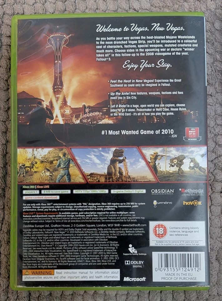XBOX ONE = SERIES X = FALLOUT NEW VEGAS = COMPLETE MANUAL = SCRATCHED, photo 3 of 5