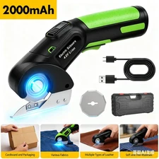 Cordless Electric Scissors Cardboard Cutter With Lock LED Light 2000mAh Battery