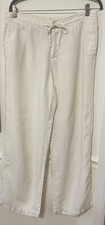 Lauren Ralph Lauren Linen Wide Leg white Pants Drawstring Beach Resort Size 12