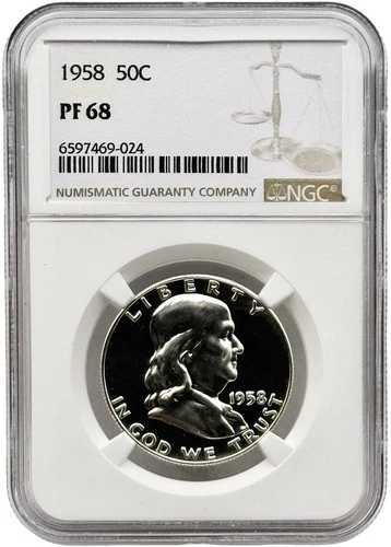 1958 Franklin Silver Half Dollar NGC PF68
