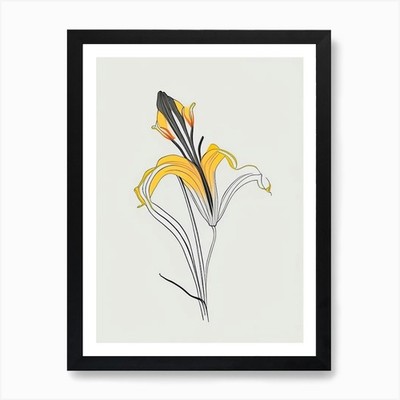 Tiger Lilie Floral Minimal Line Draw Gerahmtes Wandbild Poster Leinwanddruck Bild
