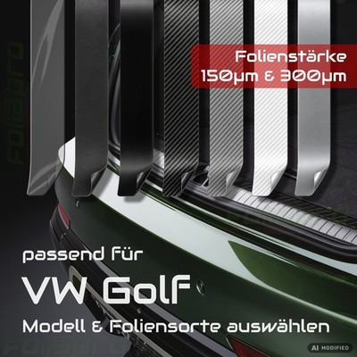 LADEKANTENSCHUTZ für VW GOLF 4 5 6 7 8 + Lackschutzfolie Transparent Matt Carbon