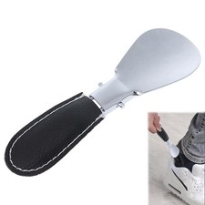 Black Metal Folding Shoe Horn, Durable with Stainless Steel Faux Leather...