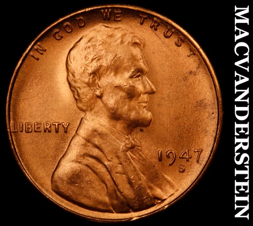 1947-S Lincoln Wheat Cent- Choice Gem Brilliant Uncirculated Luster #J1368