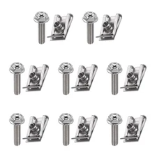 8Pcs U-Style Clip-On M6-1 Bolt & Nut U-Type Fasteners Stainless Steel Silver