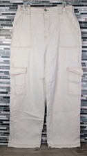 Tan Beige Women XLarge Wide Leg Cargo Baggy Jeans Gorpcore Sreet Workwear Y2k
