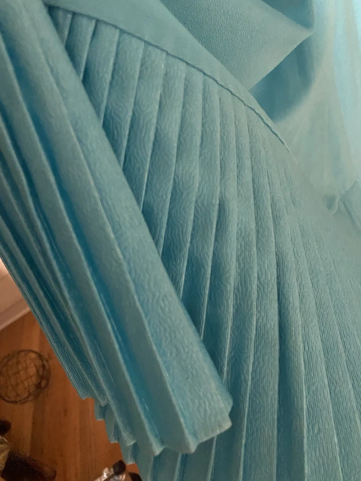 Vestido de Noche Formal Talla Pequeña Turquesa Años 50 Sis Originales Tafetta Foto 4 de 4