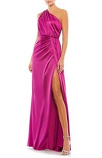 Mac Duggal 26654 One-Shoulder Satin Gown SZ 2 Emerald Berry