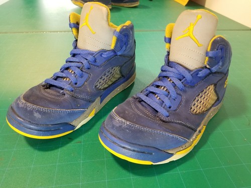 JORDANS 23 C13288-400 YOUTH BASKETBALL SHOES SIZE 1.5Y BLUE YELLOW GREY - Picture 3 of 9