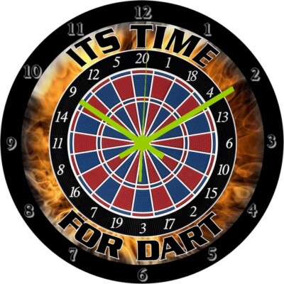 Wanduhr ''  Dart mit Aufschrift ITS TIME FOR DART Soft '' verschiedene  Größen