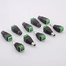 5pcs 5.5mm x 2.1mm DC Power Plug Adapter Female Male Connector for CCTV Cameras