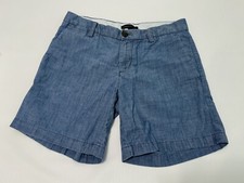 Banana Republic Shorts Womens size 2 Blue Chambray chino cotton Sho1366Z3 