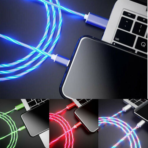 LED USB Light Up For Flowing iPhone   Charger  Data Cord   Type-C Charging Cable - Picture 1 of 15