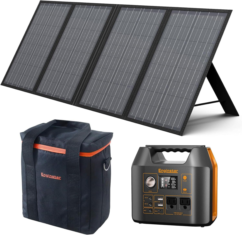 300W Solar Generator with 60W Solar Panel and 300W Carrying Bag 80000Mah Portabl