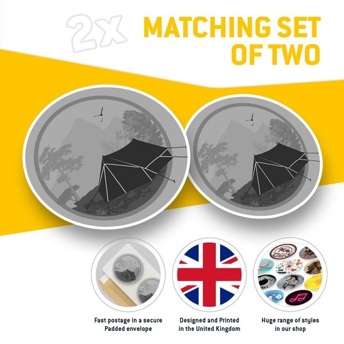 2 x Vinyl Stickers 30cm (bw) - Cool Camping Tent Forest Fun #40662 - Bild 2 von 8