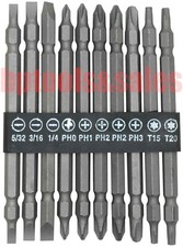 10pc Double End Screwdriver Bits Hex Driver Shank Long Phillips Flat Star Driver
