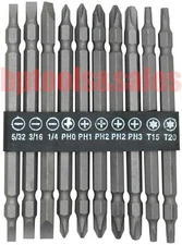 10pc Double End Screwdriver Bits Hex Driver Shank Long Phillips Flat Star Driver
