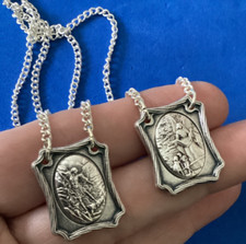 Archangel St. Michael SCAPULAR Mary's Promise Protection Italy Silver Metal