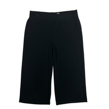 NWT Liz & Co. Black Pull On Wide Leg Capri Pants Elastic Waist Stretch Sz M