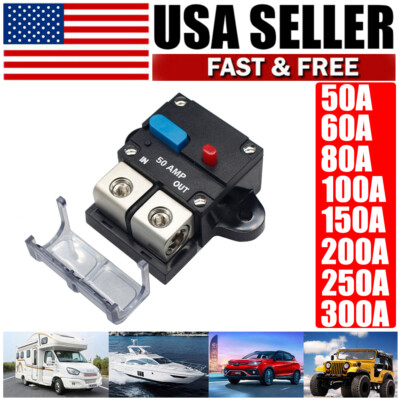 Waterproof Car Circuit Breaker Fuse Reset 30-300 Amp 12V-32V DC Car Boat Auto