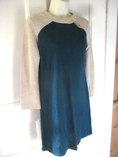 True Vintage  "Harem"  Petrol & Beige Jersey Dress Size 12 Hips 36 inch