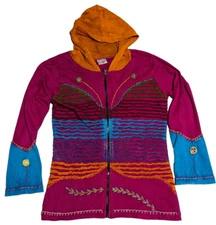 GREATER GOOD NETWORK Women Size S/M Embellished Cotton Full Zip Hoodie