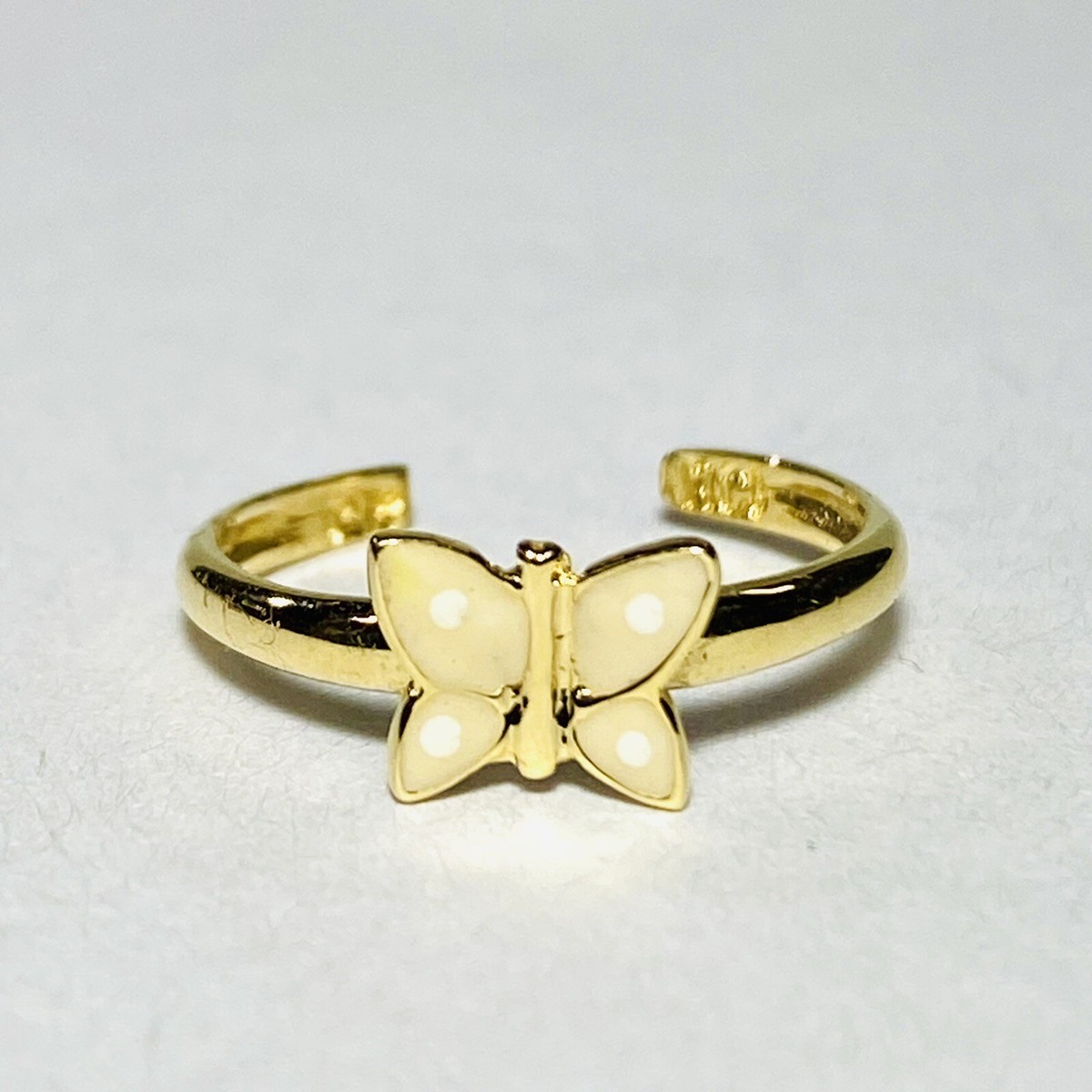 RCI 14K Yellow Gold White Enamel Butterfly Adjustable Size Cuff