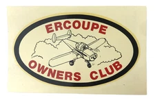 Vtg Ercoupe Owners Club Sticker Decal Pilot Private Airplane Aviation USA