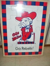 NCAA College University Football Ole Miss Rebels Baby Fanatic Real Wood Puzzle