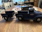 Vintage Tonka Toys Dark Blue Side Step Pressed Steel Ford Pickup Truck W/trailer