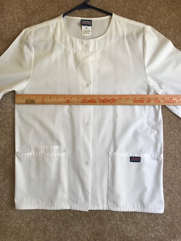 Cherokee Scrubs Workwear Women's XS Traditional Fit Snap Front White Jacket 4350