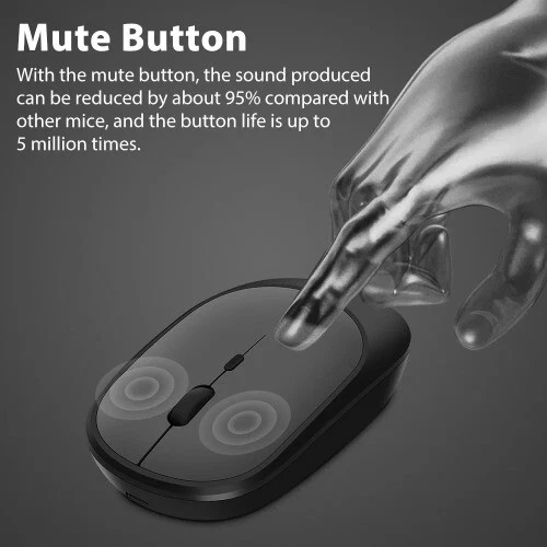 Original Wireless Bluetooth Mouse Silent Adjustable DPI USB Rechargeable - Image 3 of 4