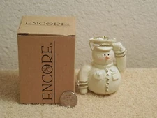 Encore Group Resin Snowman Snowberry Air Force Ornament 2 3/8" Tall Original Box
