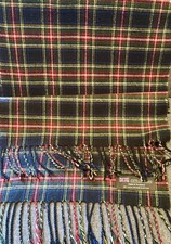 100 Cashmere Scottish Scarf Made in Scotland Tartan Plaid Blue Green Red 63"
