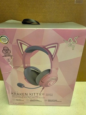 Razer Kraken Kitty V2 USB Gaming Headset with RGB Kitty Ears Quartz Edition Pink