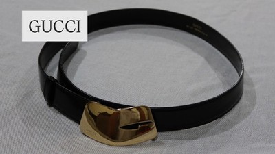 Vintage Gucci Tom Ford Belt Gold Buckle 1996 Black Leather Size 85/34
