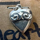 Vtg Sterling Silver Puffed Heart Charm 3D Rococo Baroque Scroll NEW JUMP RING925