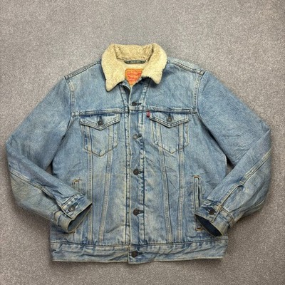 Levis Jeansjacke Erwachsene mittelblau Sherpa gefüttert Red Tab Trucker Utility Herren*