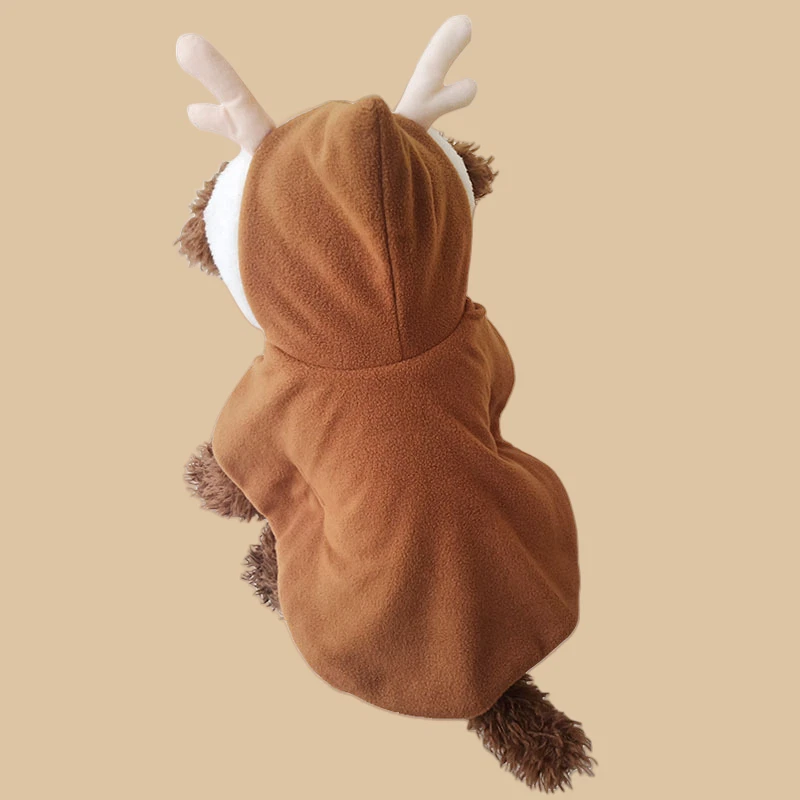 Navidad Gato Cachorro Capa Roja/Marrón con Sombrero de Papá Noel Mascota Disfraz Conjunto Foto 3 de 4