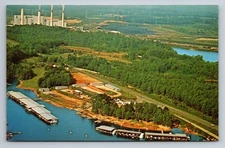 Midway Marina Terrell NC Photochrome Postcard Lake Norman Power Plant