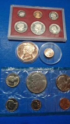 1981 USA PROOF SET, 1976 KMS,2025 D CENT,999 FINE KUPFER MEDAILLE NEU - Bild 1 von 4