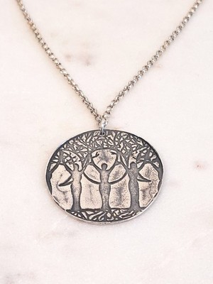 STERLING 925 JEN KAHN VT MEDICINE WOMYN'S RETREAT MEDALLION NECKLACE EARTH MAGIC