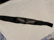 Vintage Black Gold Beaded Belt Hand Embroidered Art Deco Style Made in China