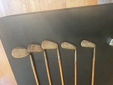 RARE MATCHING Antique Hickory Shaft Hendry Bishop Cardinal Irons 5