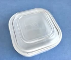 Vintage FIRE KING Oven Ware White 4” Square Covered Refrigerator Dish USA
