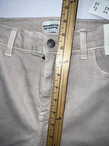 Abercrombie Kids High Rise Wide Leg Jeans Beige Sz 17/18 Short Adjustable Waist - Picture 5 of 10