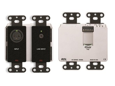RDL DDB-BN2ML 2x2 Wall-Mounted Bi-Directional Mic/Line Dante Interface/Black